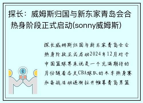 探长：威姆斯归国与新东家青岛会合 热身阶段正式启动(sonny威姆斯)